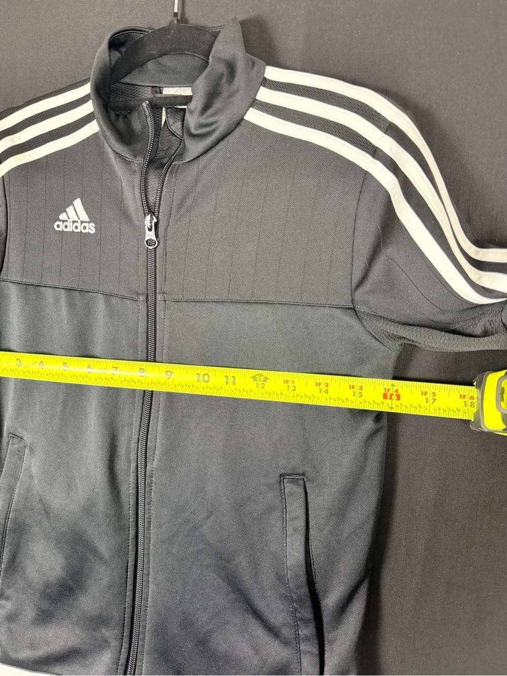 adidas Jacket Boys M Zip up Track Black 3 White Stripes Climacool Breathable